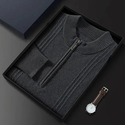 Kaschmir-Pullover mit halbem Reißverschluss